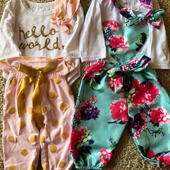 Other - 🎊3/$10 Baby Girls 3 Piece Romper Outfits